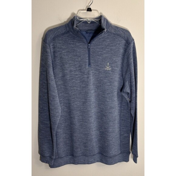 ANCHOR BOYS All Time Mens 1/4 Zip Pullover Medium Heather Blue Long Sleeve Golf - Picture 2 of 13